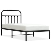 Letto singolo | Letto per adulti | Giroletto con Testiera in Metallo Nero 90x190 cm