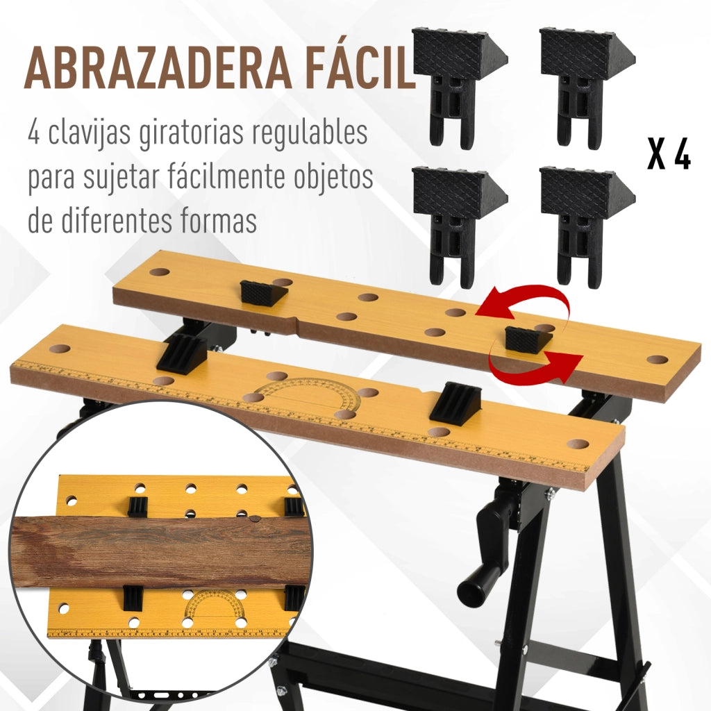 Tavolo da Lavoro Pieghevole Banco ¨C zephmum ¨C Legno MDF Ferro 60.5x62.5x78.5 cm