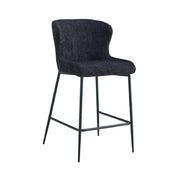 Sedia da bancone LISE - Tessuto bouclé grigio scuro - Piedi in metallo nero - Stile design/industriale