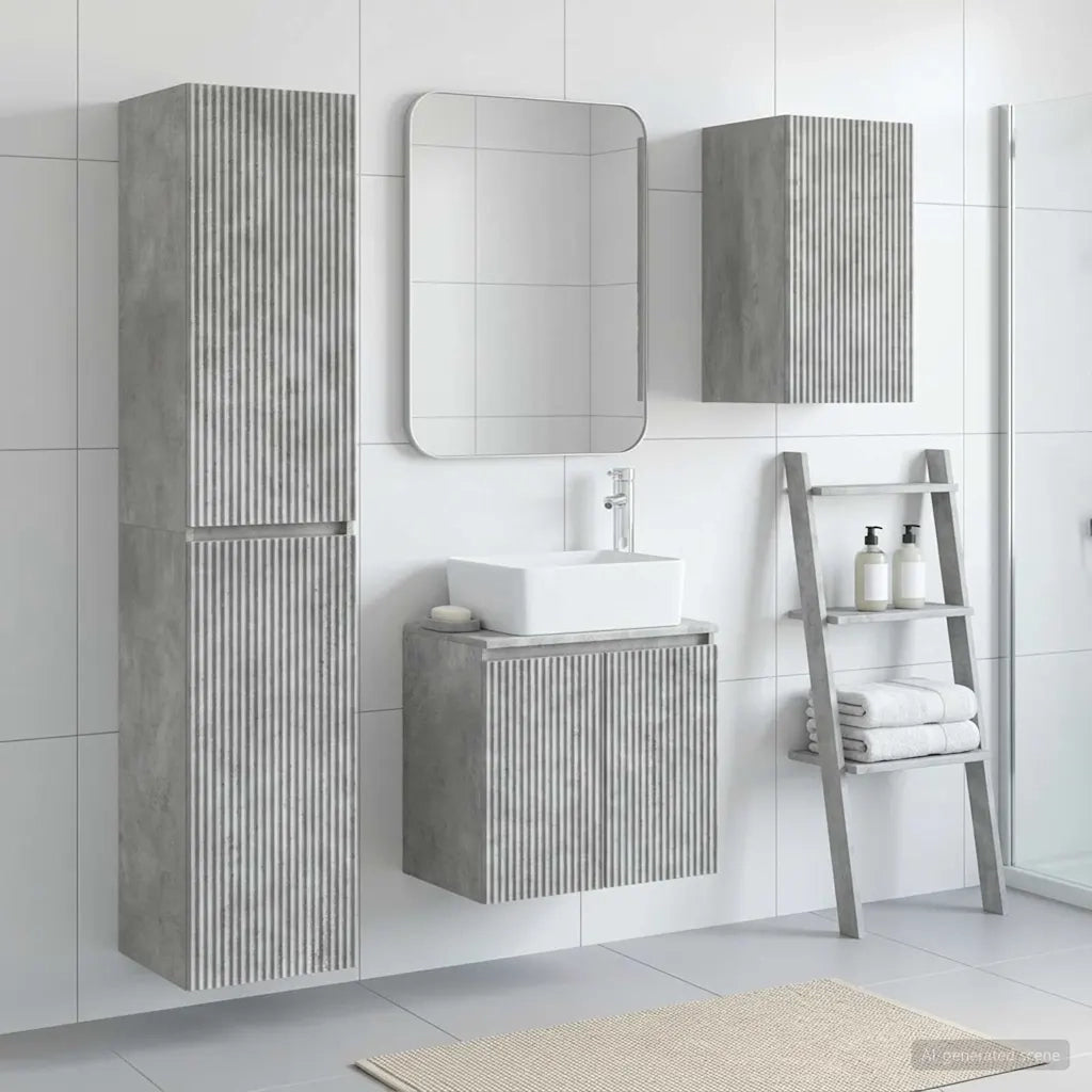 Set di mobili per il bagno 3 pz Grigio Cemento 3406076