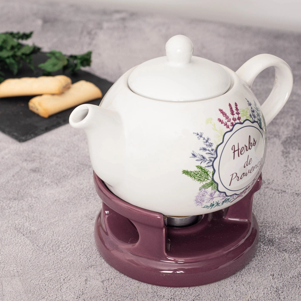 Teiera KADAX con scaldavivande, 1 litro, in ceramica, ideale come regalo.