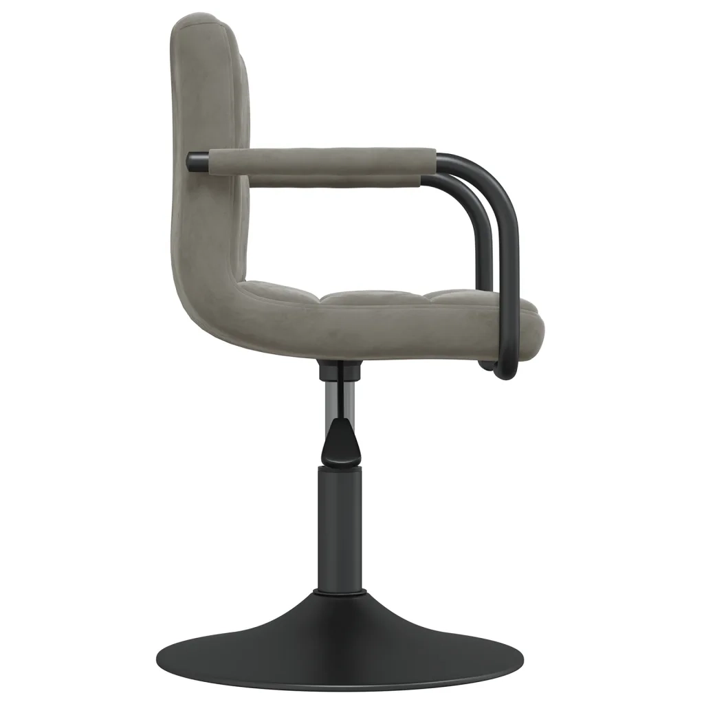 Sedia da Pranzo Grigio Chiaro in Velluto