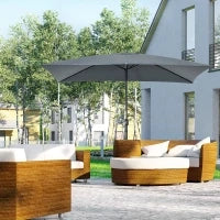 Ombrellone Rettangolare 2x3 m Pieghevole e Regolabile con Manovella, in Alluminio e Poliestere, Grigio Scuro