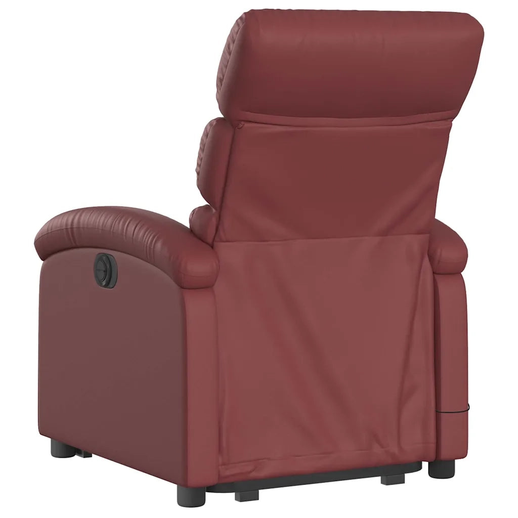 Poltrona Alzapersone Massaggi Reclinabile Rosso Vino Similpelle 3204051