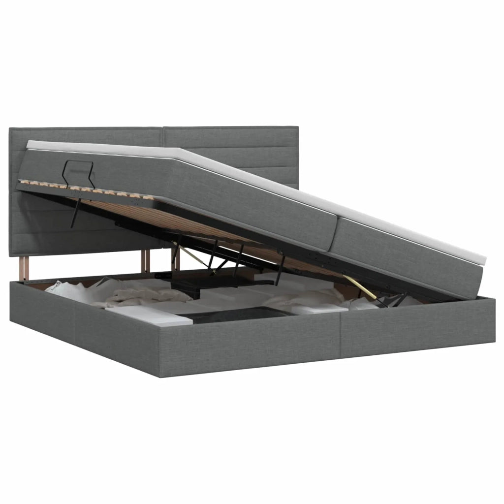Letto con contenitore e materasso Grigio Scuro 200 x 200 cm 3459463