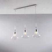 Lampadario Binario Contemporaneo Nemesi Metallo Trasparente 3 Luci E27