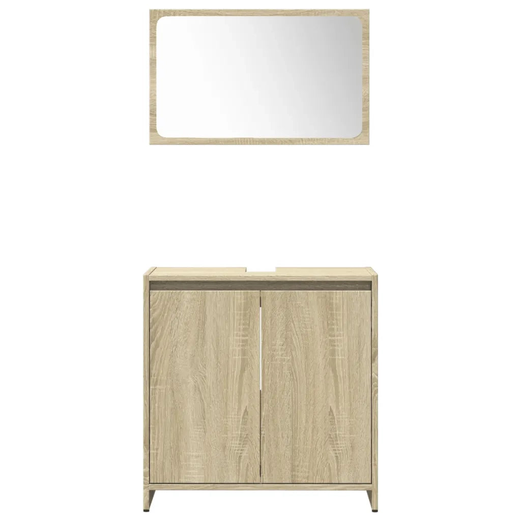 Set Mobili da Bagno 4 pz Rovere Sonoma in Legno Multistrato