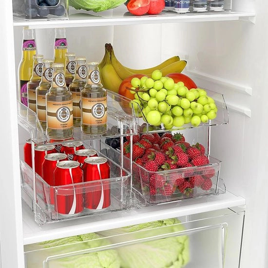 Organizzatore per armadi, cucina, mobile cucina, frigorifero, mobile inferiore, multifunzionale, acrilico, con cassetto scorrevole, mobile per cucina
