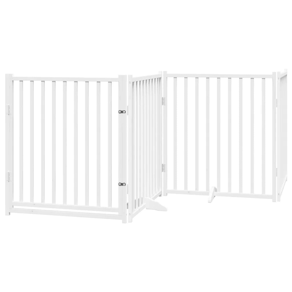 Cancello Cani Porta Pieghevole Bianco 6 Pannelli 480 cm Pioppo 3155733