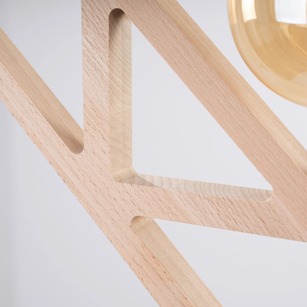 Lampada da terra geometrica in legno CARO E27 15W Legno naturale Nero