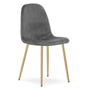 Sedia Padva in velluto grigio scuro con gambe effetto rovere