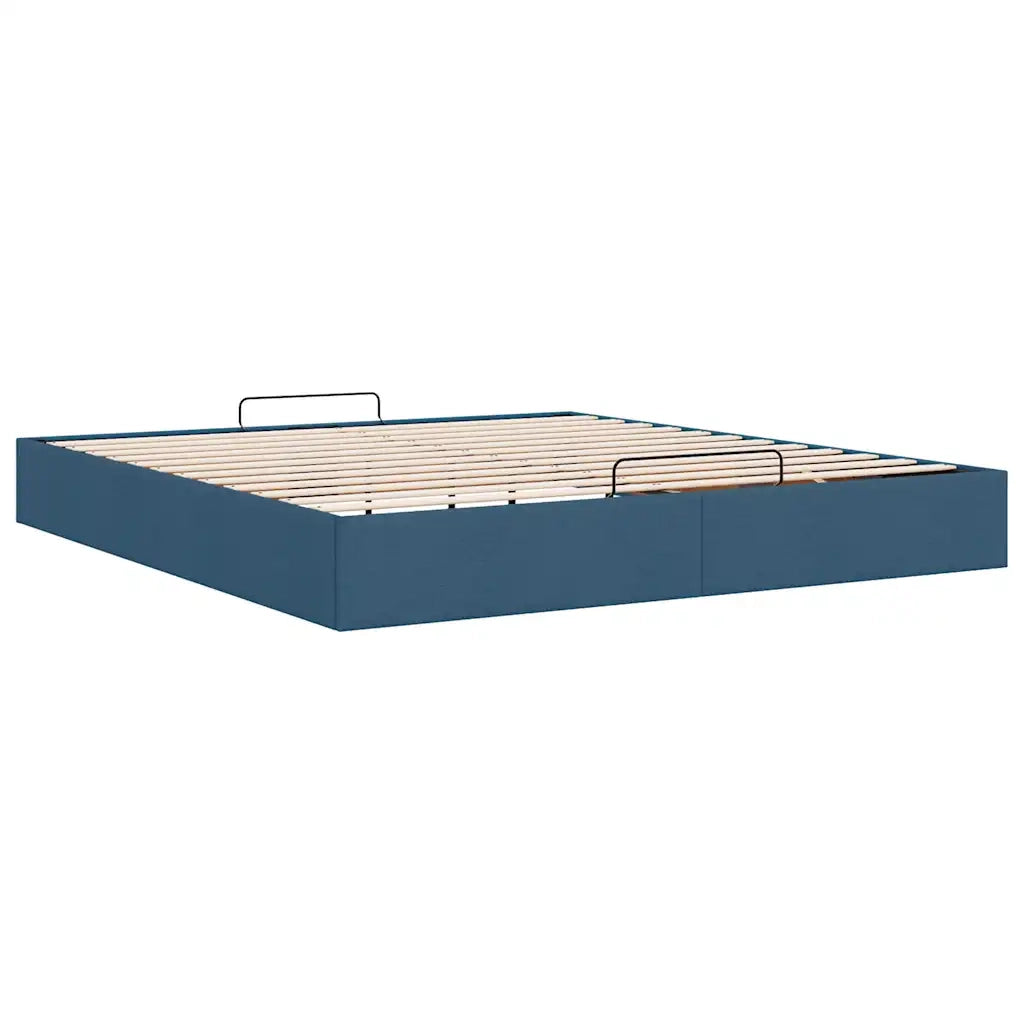 Struttura Letto Pouf senza Materasso Blu 160x200 cm in Tessuto