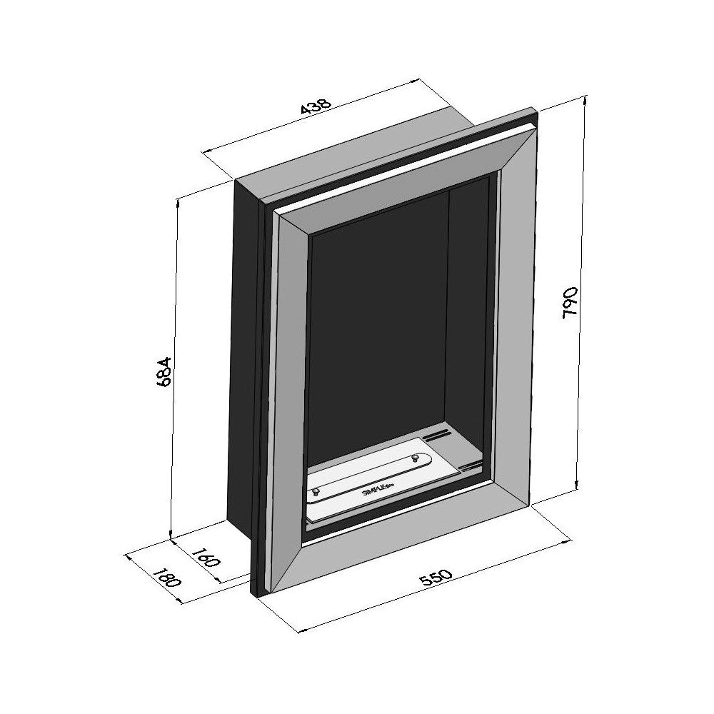 Caminetto a Bioetanolo Frame 550 SimpleFire da incasso con Vetro Nero