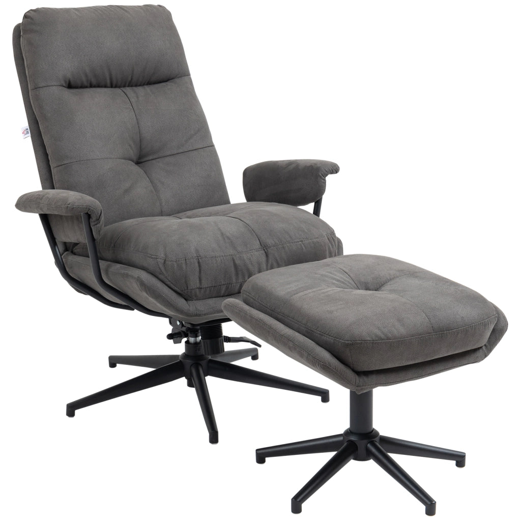 Poltrona relax con poggiapiedi ¨C zephmum ¨C schienale reclinabile, tessuto microfibra, grigio scuro