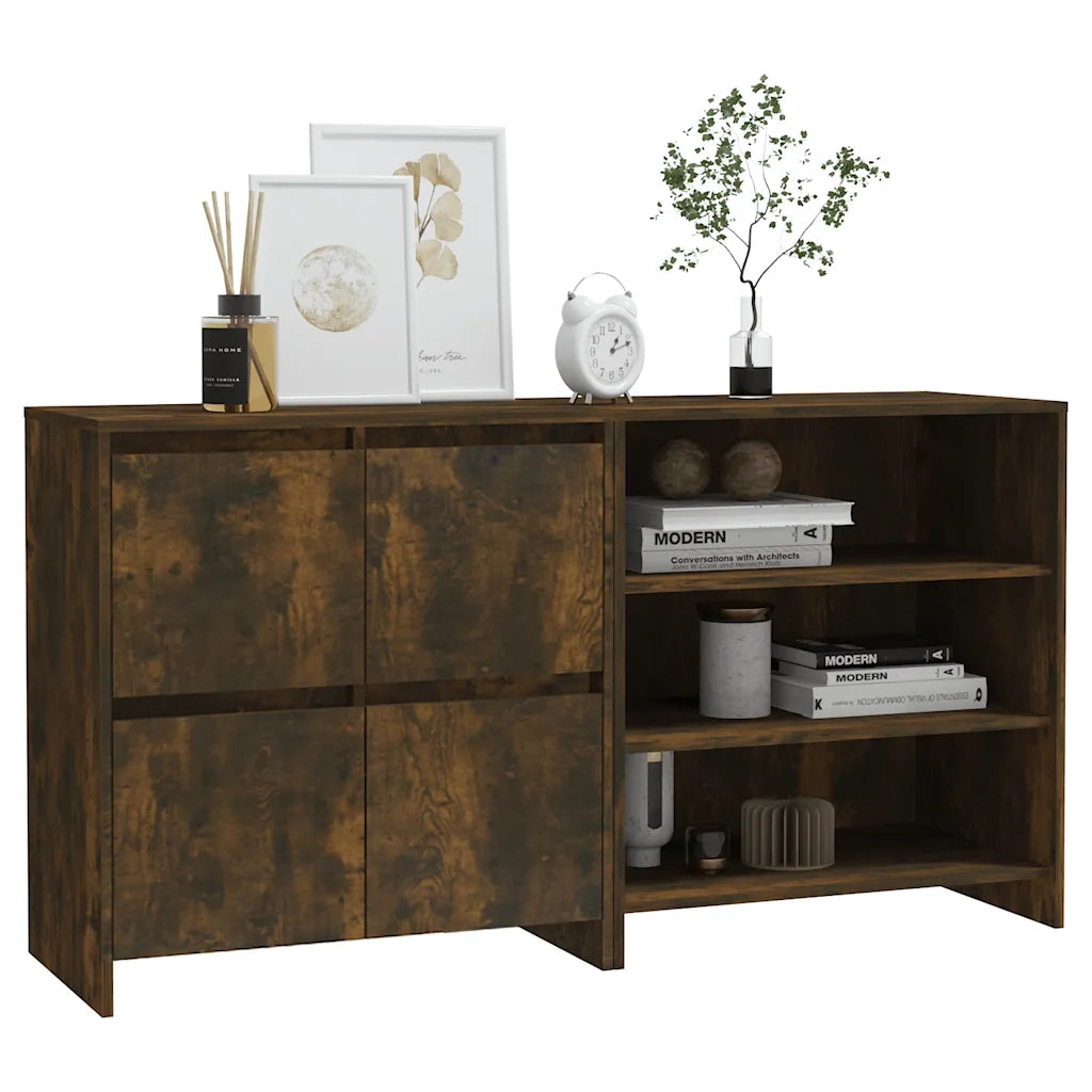 Credenze 2 pz | Madia | Buffet da pranzo | Armadio da pranzo Rovere Fumo in Legno Multistrato