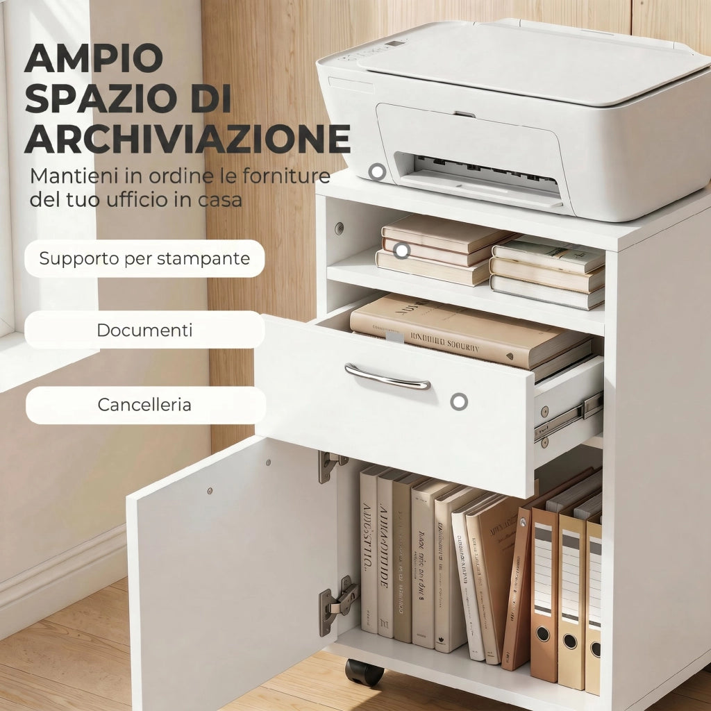 Cassettiera da Ufficio con Ruote ¨C Zephmum ¨C Bianco 40x35x60 cm