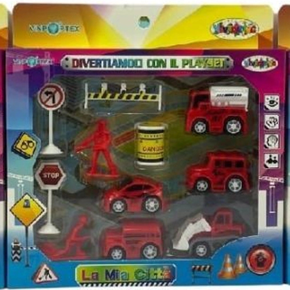 Trade Shop - Playset Costruzioni La Mia Città Vigili Del Fuoco Con Personaggi Veicoli Segnali -