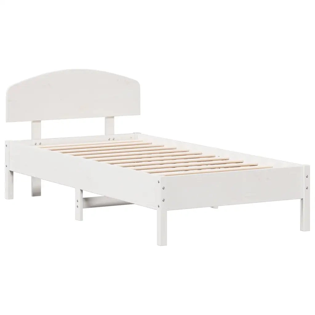Letto singolo | Letto per adulti | Giroletto senza Materasso Bianco 75x190 Legno Massello di Pino