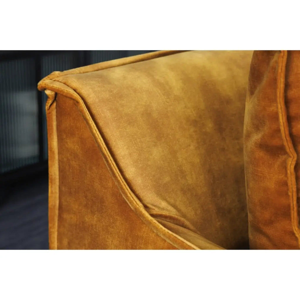 Divano KALIA destro – Velluto giallo senape – 3 posti – Stile contemporaneo