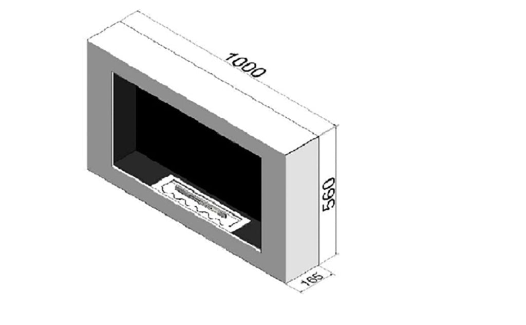 Camino a Bioetanolo da Parete 100x56 cm Murall 1000 Bianco con Vetro