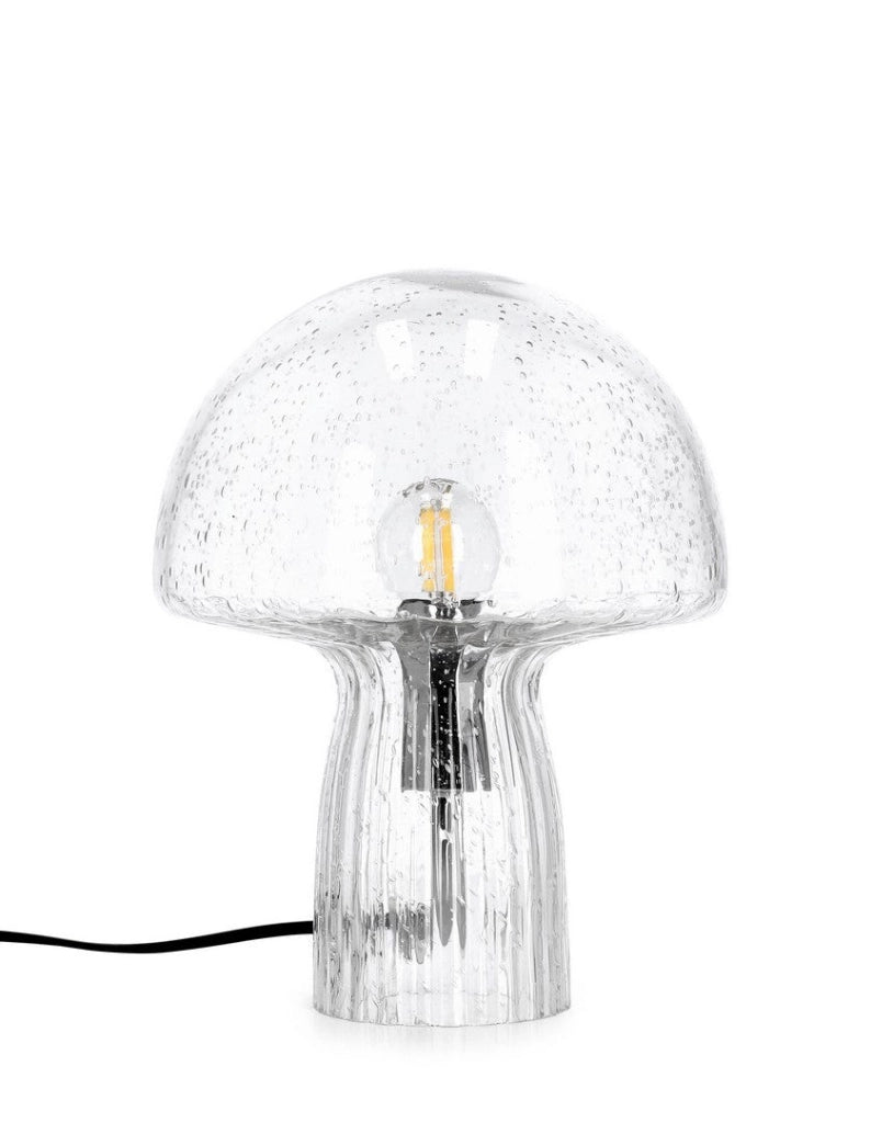 Lampada da Tavolo a Fungo in Vetro Bianco Maculato H25,5 - MEI-XIN