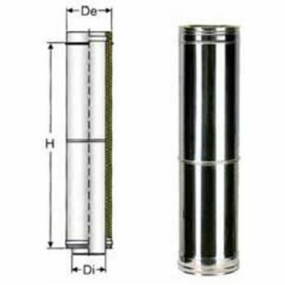 Elemento telescopico d .080 130 inox doppia parete b08x9dwsmf