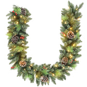 Ghirlanda Natalizia da Interni 180cm con 30 LED Pigne e Bacche