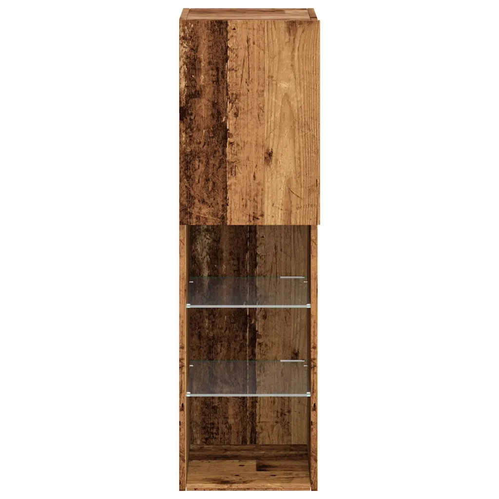 Mobili Porta TV con Luci LED 2 pz Legno Antico 30,5x30x102 cm 857677