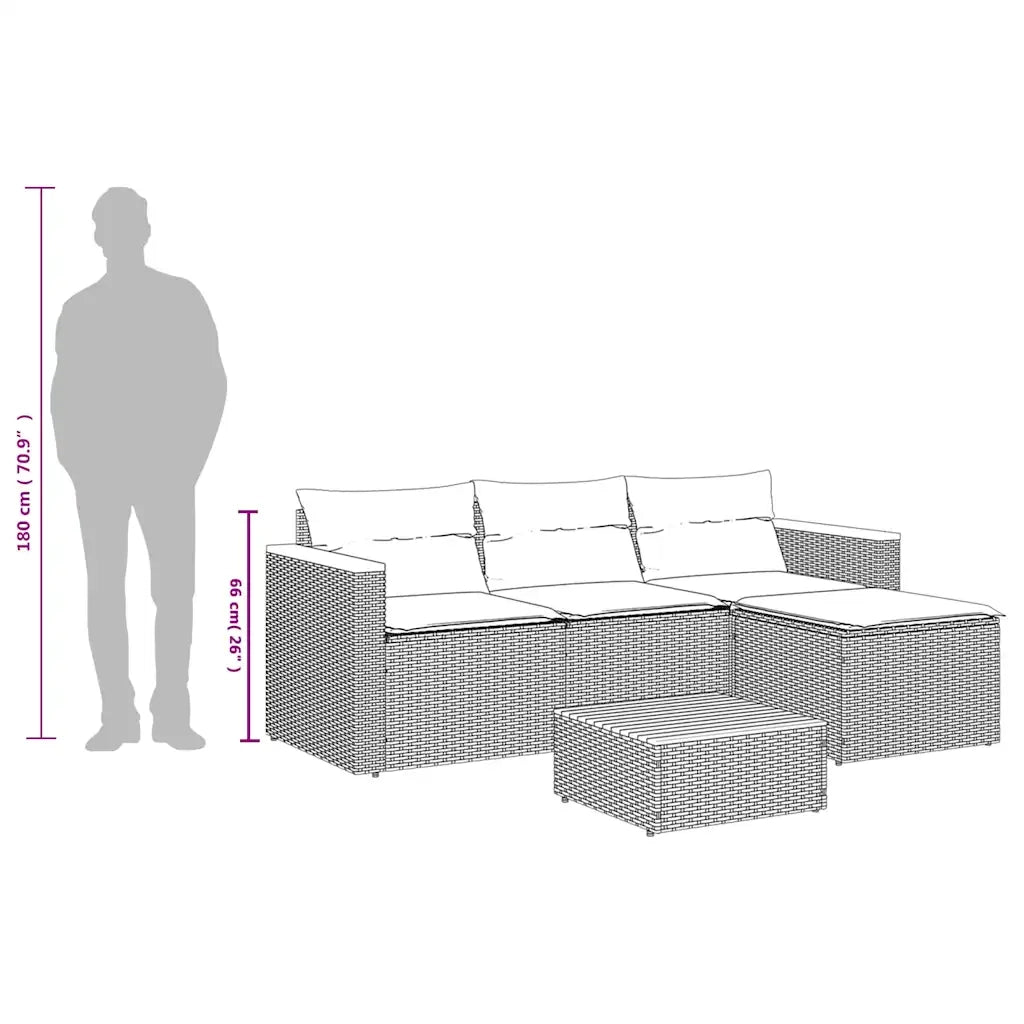 Set Divano da Giardino 3 pz | Set Salotto da Giardino con Cuscini Beige in Polyrattan
