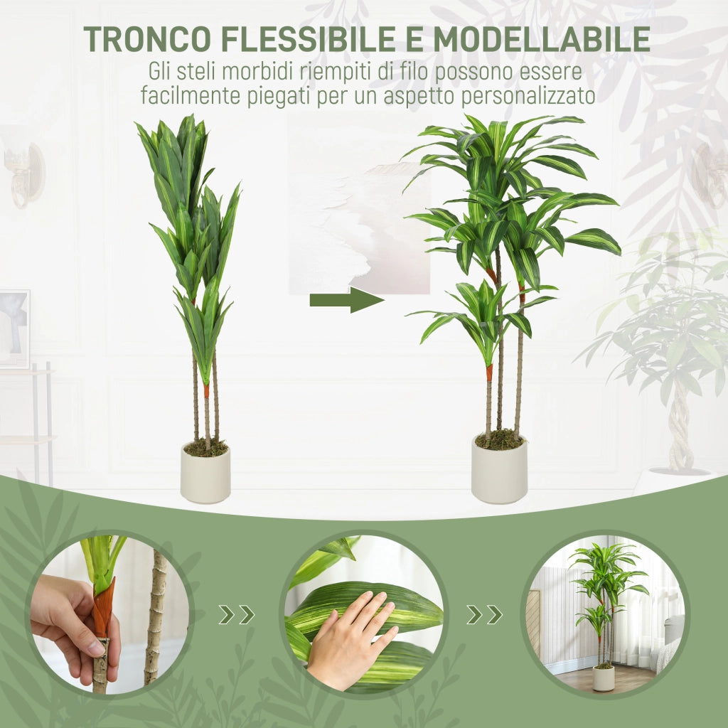 Pianta Artificiale Dracena ¨C Minimal ¨C Verde Legno PP Cemento 60x40x120 cm