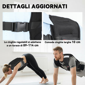 Giubbotto Zavorrato 8 kg con Cinghie Regolabili e Strisce Riflettenti 43x33 cm in Neoprene e Sabbia Nero