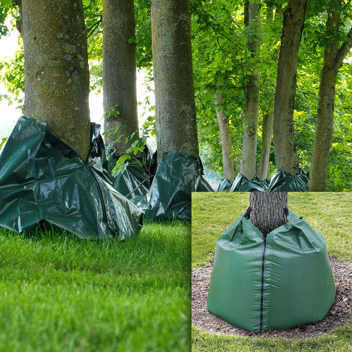 2 Sacchi per irrigare alberi 75 l in PVC, Sistema di irrigazione a goccia intorno ai tronchi