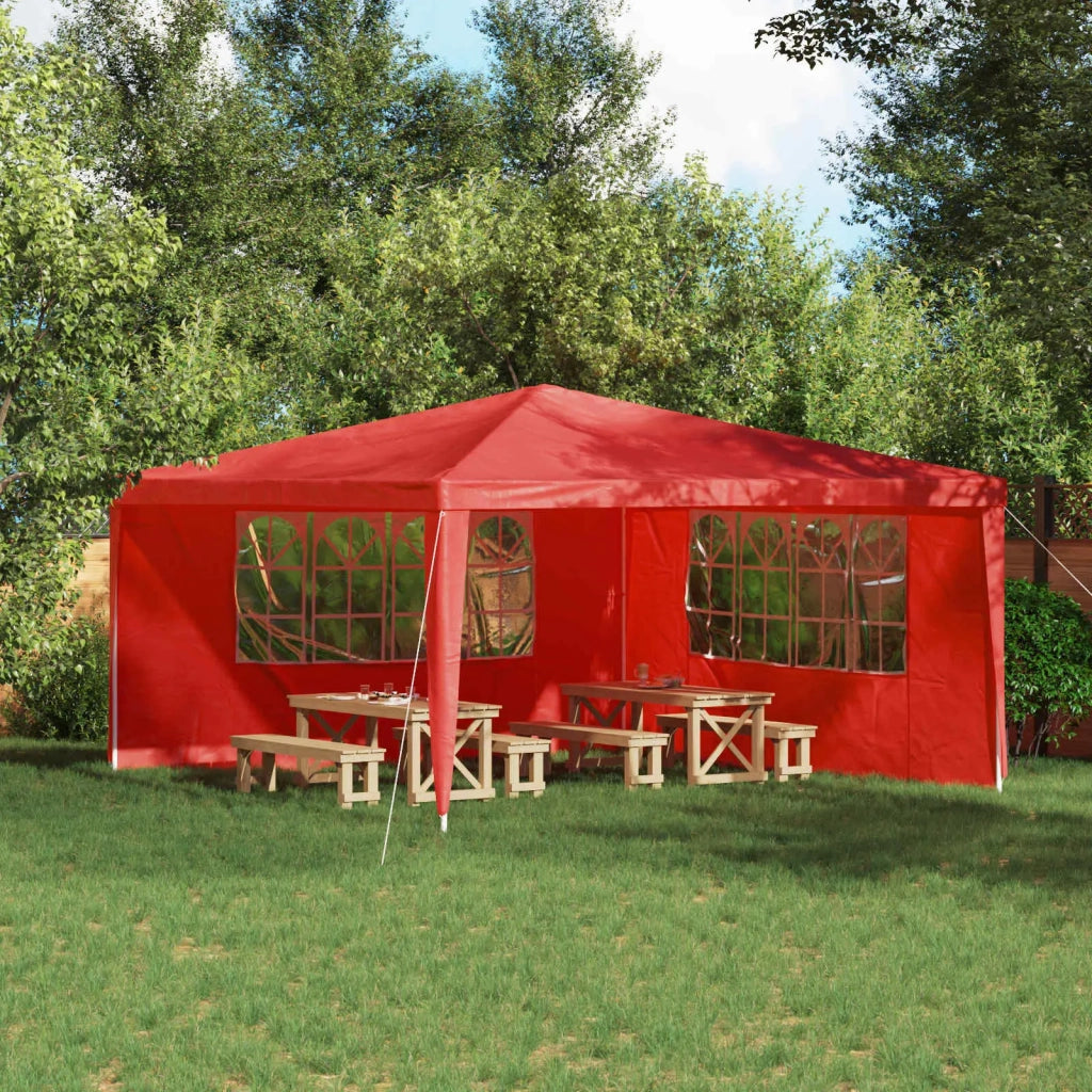 Parete per tenda da festa 2 pcs 400 x 195 cm Rosso PE e Acciaio 42033028
