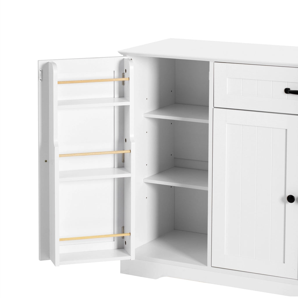 Credenza con 3 ante e 1 cassetto; ripiani regolabili - per soggiorno - in MDF - bianco