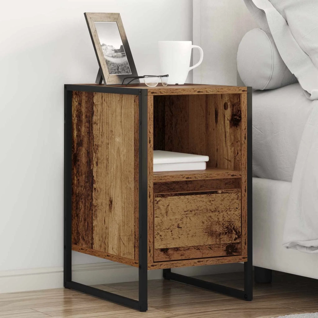 Comodino con cassetto 2 pcs Legno vecchio 39,5 x 30 x 50 cm 886663