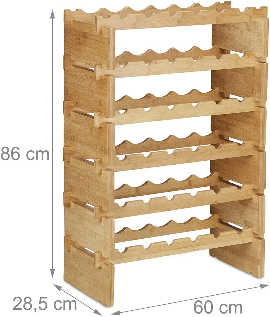 Portabottiglie impilabile a 6 ripiani 86 cm bambù 13_0002171