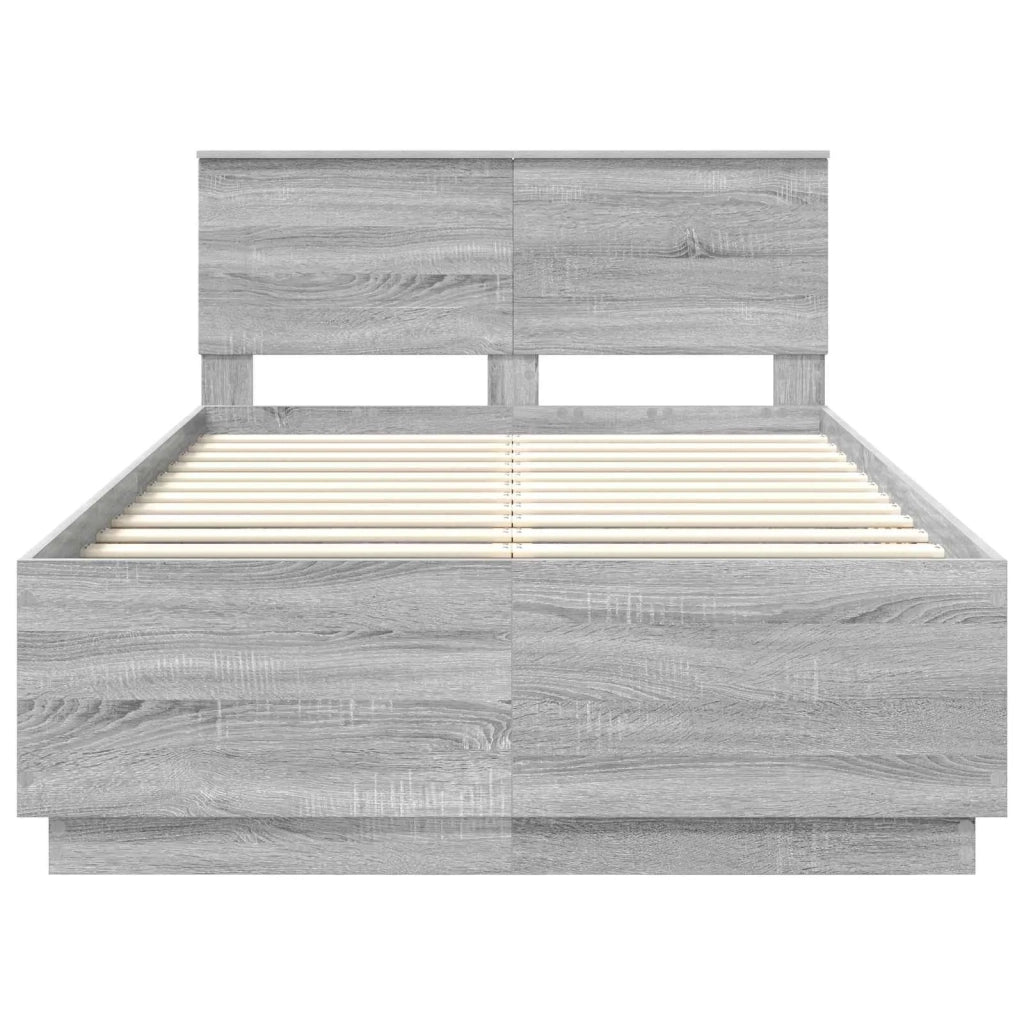 Struttura del letto con testiera Grigio Sonoma 135 x 190 cm