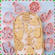 Set di stampi per biscotti natalizi, stampi per biscotti in plastica, personaggi natalizi, fiocco di neve, uomo con barba, guanti, moccasini, cappello per biscotti natalizi, decorazione natalizia