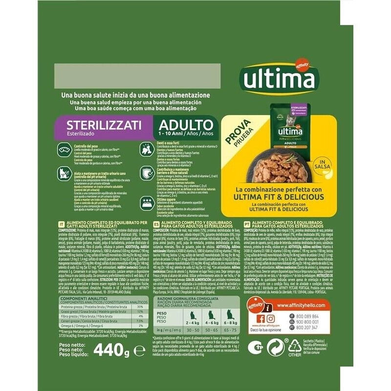 ULTIMA CROCCHETTE PER GATTO ADULTO 1-10 ANNI 440 GR GUSTO MANZO PER GATTI STERILIZZATI