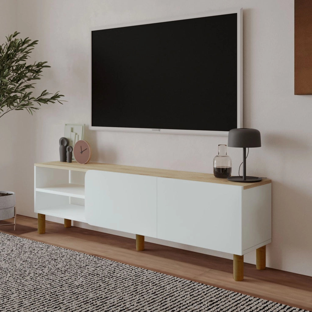 Porta TV in legno "River" - 150 x 31 x 48 cm - Bianco