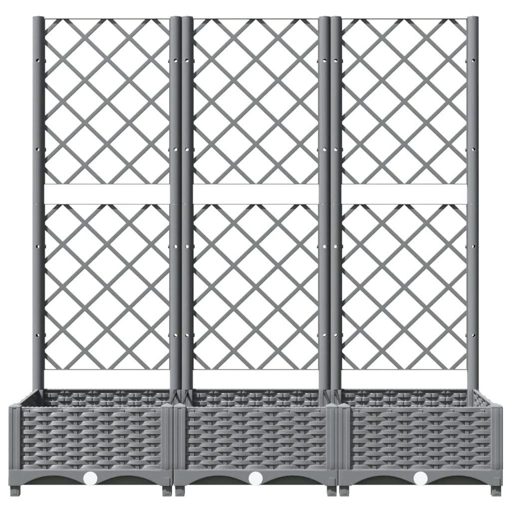 Fioriera rialzata per piante fiori e terrazze con traliccio di colore chiaro 120 x 40 x 121,5 cm PP grigio 02_0038342