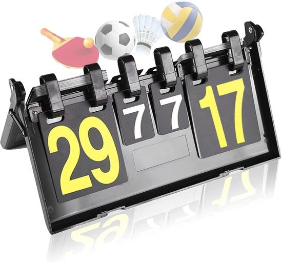 Tabellone Portatile Rotante a 4 cifre per Giudice di Partita, Badminton, Palla Volley, Tavolo da Ping Pong, Calcio, Misura 38.0 x 23.0 CM