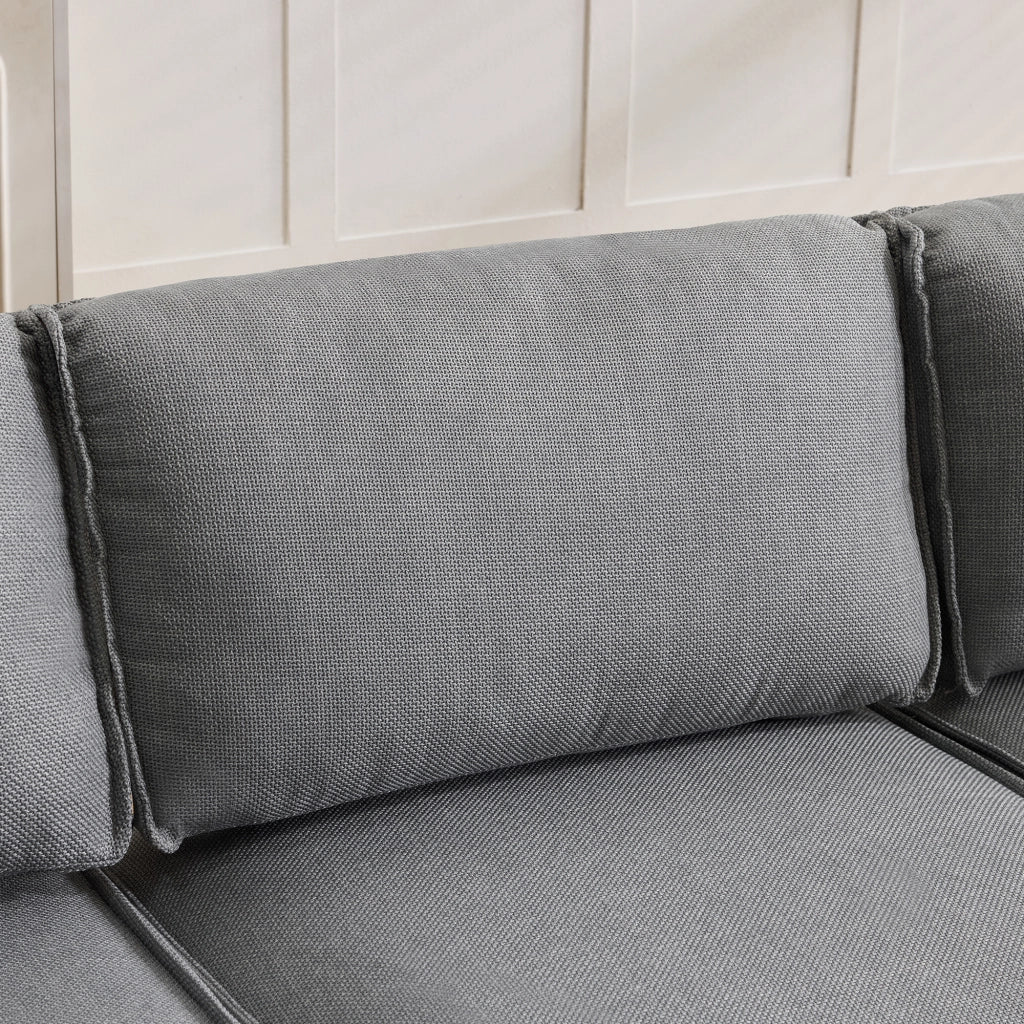 Divano modulare angolare - componibile con funzione letto - in tessuto grigio chiaro