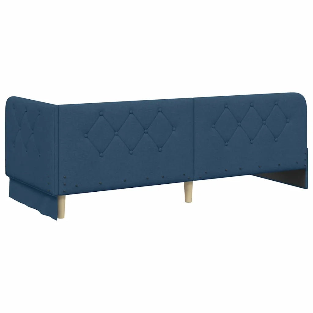 Cornice del letto ad angolo Blu 80 x 200 cm Tessuto 42016486