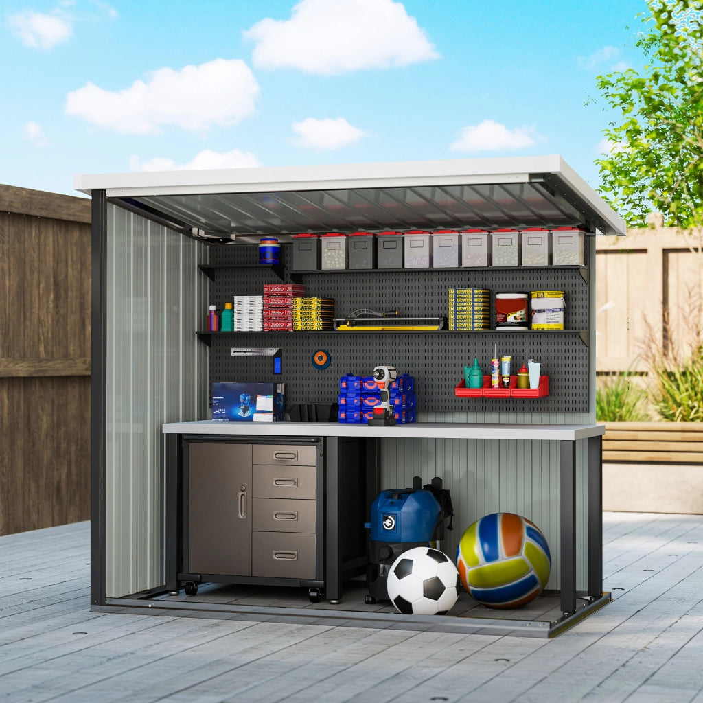 Casetta Giardino 2 Porte ¨C zephmum ¨C 147x86x134 cm Nero Bianco Acciaio
