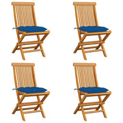 Sedie da Giardino con Cuscini Blu 4 pz Massello di Teak cod mxl 8058