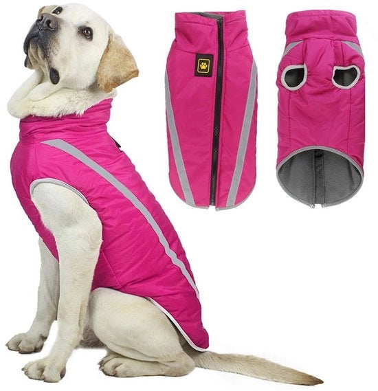Giubbotto Impermeabile per Cani - Giubbotto Caldo per Inverno - Abbigliamento Riflettente - Cerniera Regolabile - Adatto a Cani Piccoli/Mediali - Tela di Alta Qualità - Giubbotto per Animali da Compagnia