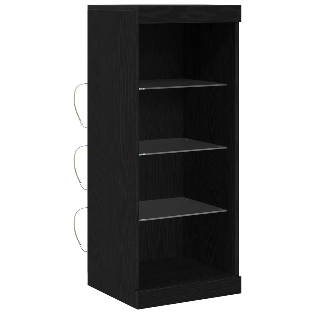 Sideboard con luci LED in rovere nero 41x37x100 cm