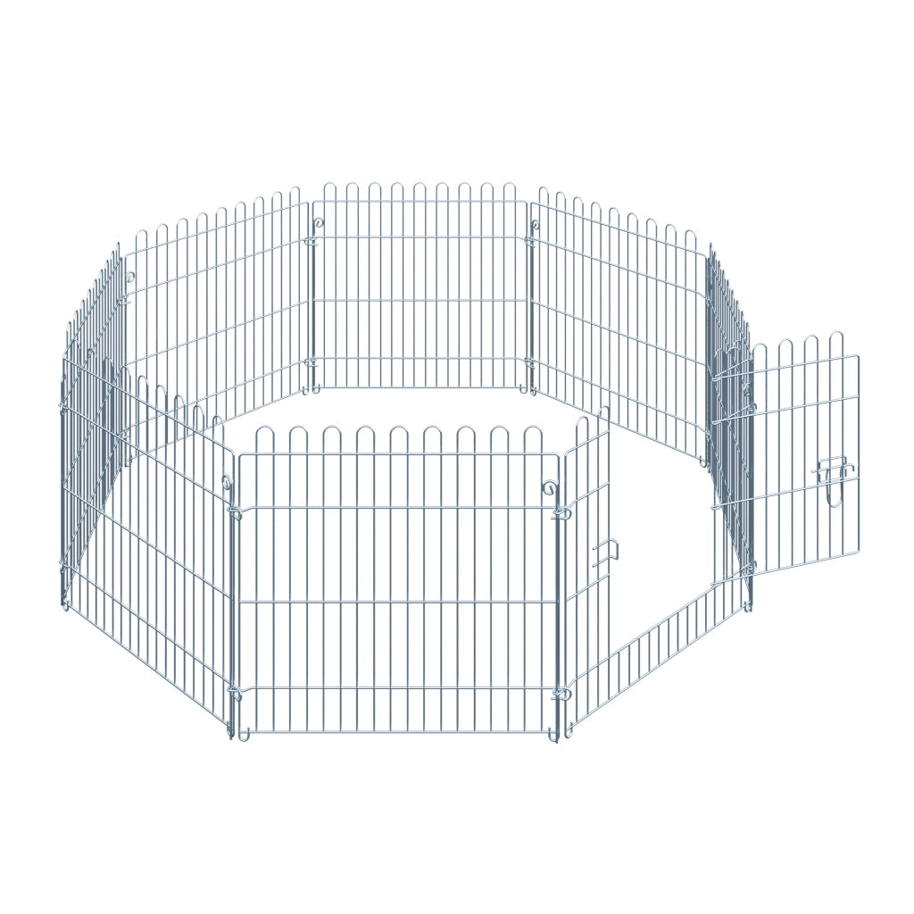 Recinto per cani pieghevole 8 pezzi con porta ¨C zephmum ¨C grigio 63x60 cm