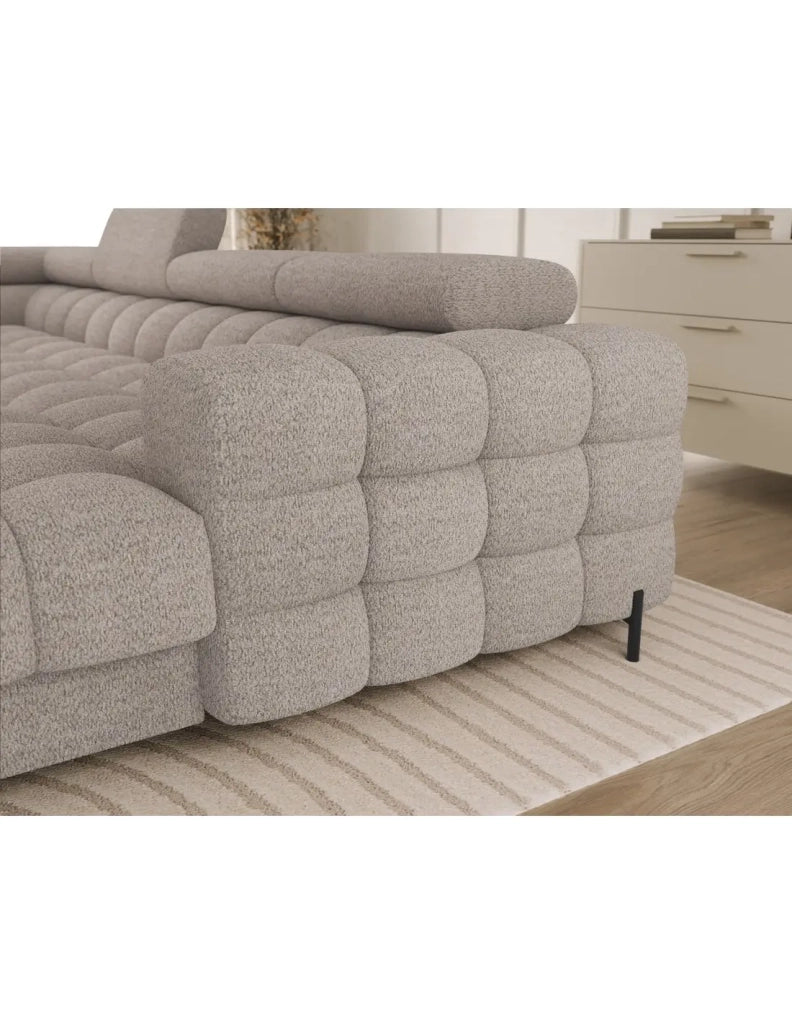 Divano panoramico convertibile Beige chiaro angolo sinistro FERARIA 358x93x202cm